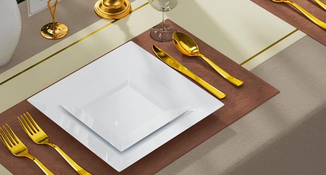 60 Pack Disposable Square Plastic Plates - Heavy Duty Dinner (9.5") & Dessert (6.5") Plates - Fancy for Wedding, Holiday, Birthday 60 Pack Disposable Square Plastic Plates - Heavy Duty Dinner (9.5") & Dessert (6.5") Plates - Fancy for Wedding, Holiday, Birthday