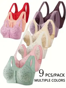 Women's Floral Print Push Up Bra, Soft Comfortable Breathable Bra, Women's Lingerie for All Seasons