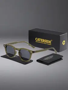 Unisex Tr Frame Sunglasses, Round Classic Casual Style, Decorative Lens Design, Perfect for Cycling, Music Festivals & Outdoor Activities