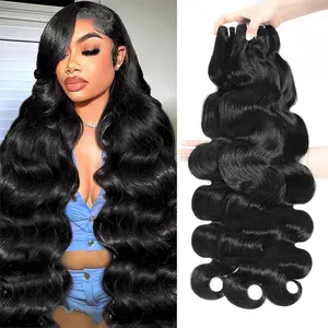 Vinisay Upgraded 15A Raw Indian Human Hair Bundles Body Wave for Sew in Quick Weave Triple Lifespan Virgin Remy No Tangle Shedding Silky Soft After Washes