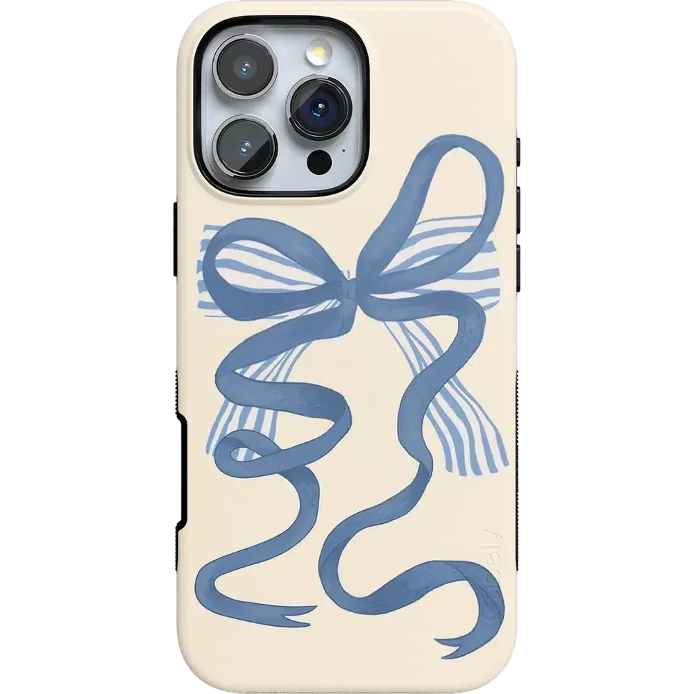 Casely iPhone 16 Pro Case | Heartstrings | Blue Bow | Bold Protective Design | Compatible with MagSafe