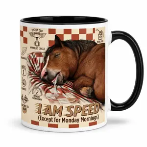 Sarcastic Racing Horse Ceramic Mug 11oz 15oz Monday Slowdown Coffee Cup Burnout Humorous Animal Design Funny Graduation Gift For Him New Job Present Novelty Desk Decor
