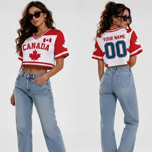 Custom Canada Crop Jersey, Personalized Canada Soccer Shirt, Women's Flag Crop Top, Custom Name Number Football Tee