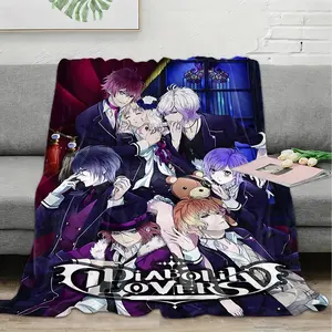 Diabolik Lovers inspiration  flannel blanket, exclusive gift for home, office, camping travel, personalized pattern design, modern style, soft texture