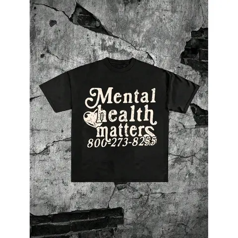 (Cotton T-Shirt) MENTAL HEALTH MATTERS Printed Short-Sleeved T-Shirt. Men's Summer Round Neck Short Sleeve T-Shirt, Fashion Printed T-Shirt