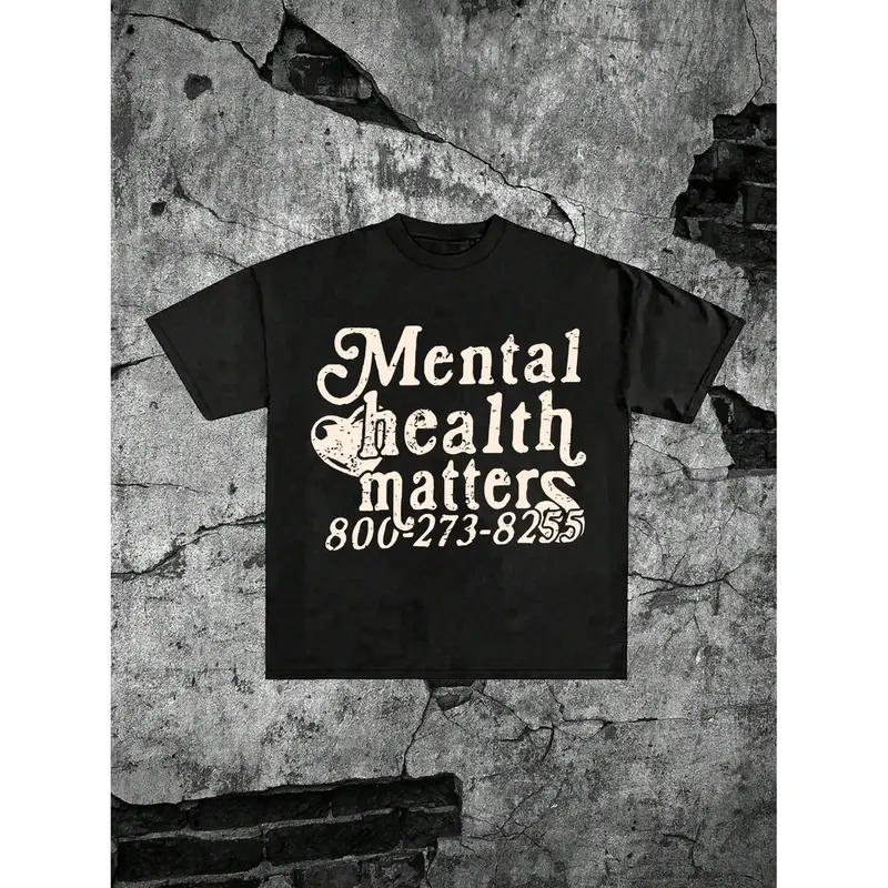 (Cotton T-Shirt) MENTAL HEALTH MATTERS Printed Short-Sleeved T-Shirt. Men's Summer Round Neck Short Sleeve T-Shirt, Fashion Printed T-Shirt