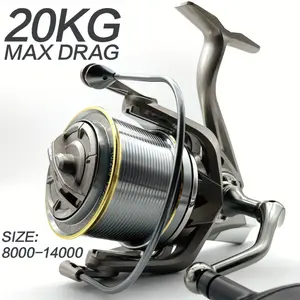 NGK8000-14000 Metal Spinning Fishing Reel, Ambidextrous, Stainless Steel, 44.09LB Max Drag, for Sea Fishing, Long Casting, with Fishing Line Wheel