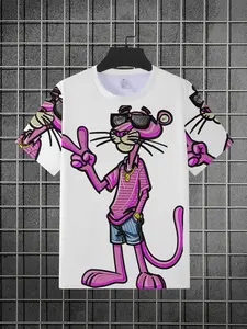 Men's Fashion Casual Round Neck Graphic T-Shirt, 3D Digital Print - Perfect for Outdoor Casual Wear, Summer Daily Wear, Street Fashion, Quick-Dry and Easy to Clean. Regular Fit, Sports, Fitness, Versatile, Menswear, Streetwear, Casual Loose Tee