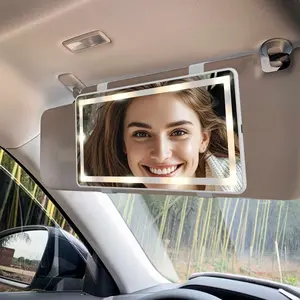 LED Vanity Sun Visor Mirror, USB Rechargeable Car Sun Visor Mirror - 3 Light Modes & Double Dimmable Touch Screen - Large Car Vanity Mirror for Truck, SUV, White