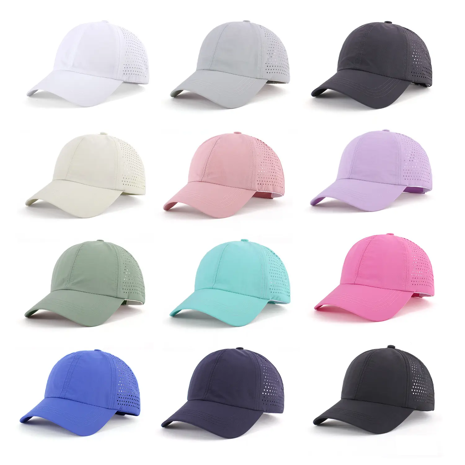 Women's Fashion Adjustable Ponytail Cap - Distressed Solid Mesh Quick-Drying Hat for High Ponytail, Pulling Messy Bun, Golf Performance, Unisex Fit