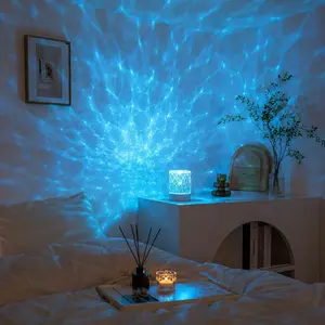 LED Water Ripple Aurora Projector Night Light, Led Mood Light, Atmosphere Lighting, USB Powered 16-Color Changing, Crystal Design, Home Decor, Gift for Bedroom & Living Room