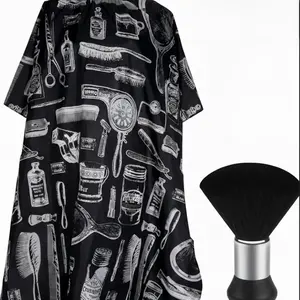 HairGuard Clean Cape Premium Barber Hair & Neck Cleaning Cape Waterproof Easy Clean Adjustable Neck Closure for Salon Home Use with Barber Tools Print