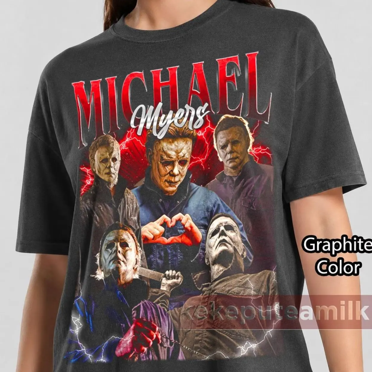 Michael Myers T-Shirt, Halloween Horror Movie Graphic Tee, Classic Slasher Villain, Scary Movie Fan Gift Vintage 90s Poster Graphic Tee ID IWA