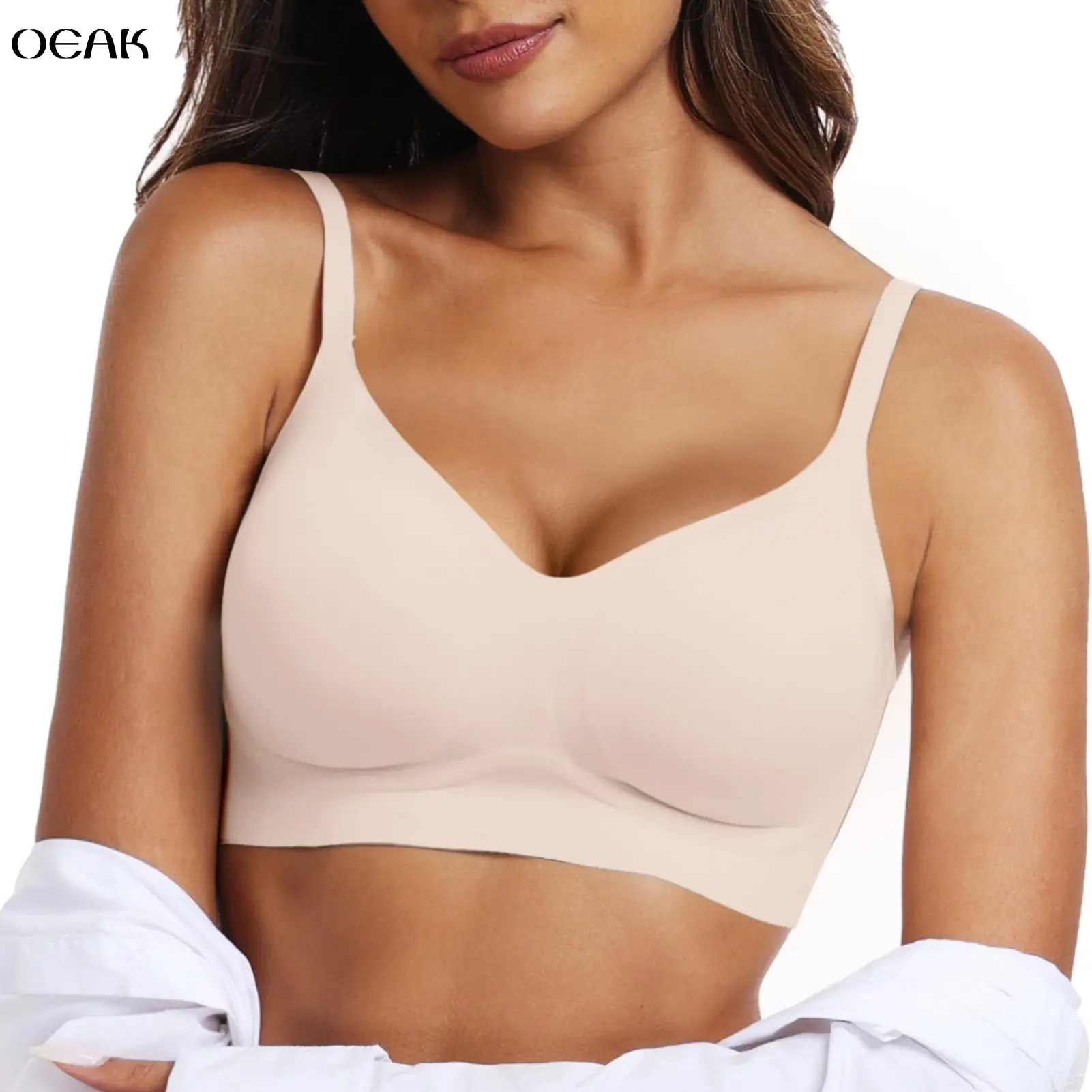 OEAK｜Jelly Bra, Leopard Print, Wireless Bras, Seamless Bra, Natural Lift & Buttery Soft