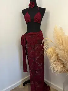 Three-Piece Set Women's Floral Print Lace Swimsuit Set, Casual Tie Back Bikini Set, Ladies Swimwear for Beach Holiday Vacation, Floral Print Bikinis