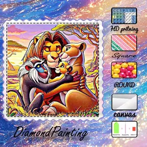 DIY 5D Diamond Painting Kit, Flocking Fabric, AB Drill, Fairy Dust Drill, Crystal Drill, Lion, Lion King, Home Diamond Embroidery, Special Craft Diamond Art Set, Wall Decor, Gift for Family, Loved Ones, Friends