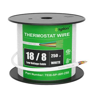 Syston 18 AWG 8-Conductor CL3R Thermostat HVAC Cable 18/8 Solid Copper CMR Riser-Rated UV Resistant Low Voltage for Doorbells Burglar Alarms Indoor/Outdoor RoHS Compliant