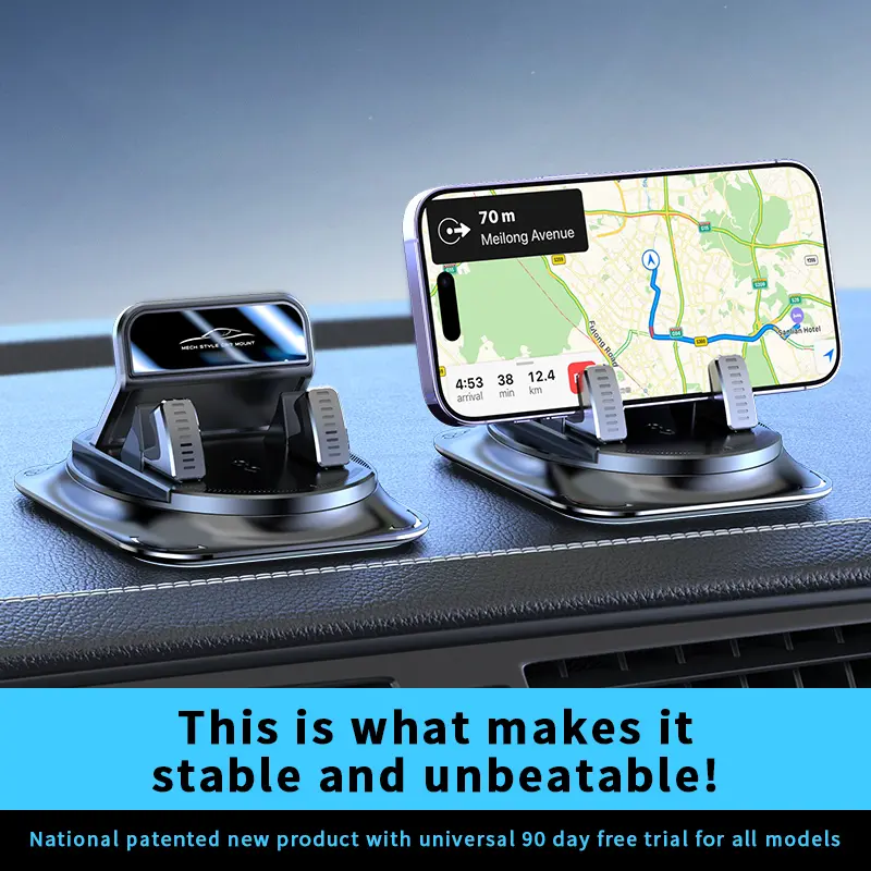 BiLOLLY Phone Holder for Car - 360-Degree Rotation, Horizontal & Vertical Screen Adjustment, Suction Cup Non-Slip Cell Phone Mount for Navigation, iPhone & Android Car Mount Smartphone