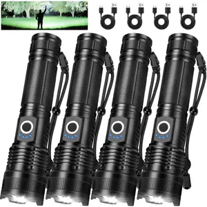 Rechargeable Flashlights High Lumens, 4 Pack 99,000 Lumens Led Flashlights with 5000mAh ?attery,   Flash Light Multifunctional Flashlights for  Camping Hiking