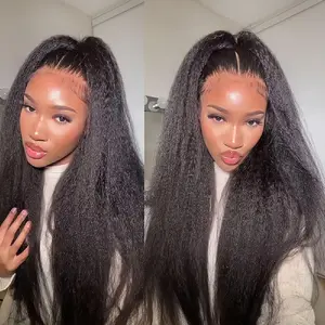 ChicRosa Premium 200% Density HD Lace Front Wigs Human Hair 13x6 Lace Frontal Kinky Straight Wig 100% Human Hair Yaki Straight Pre Plucked No False Length
