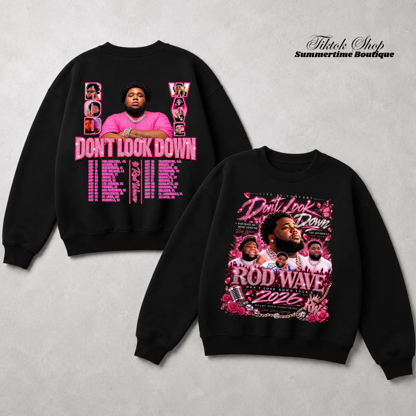 Rod Wave Tour 2026 Sweatshirt, Don’t Look Down Hip Hop Concert Crewneck, Live Performance Streetwear, Rap Music Fan Apparel, Tour Night Outfit for Men Women