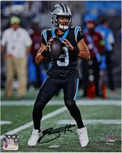 Bryce Young Carolina Panthers Autographed 8" x 10" Vertical Passing in Black Jersey Photograph - Fanatics Authentic Certified