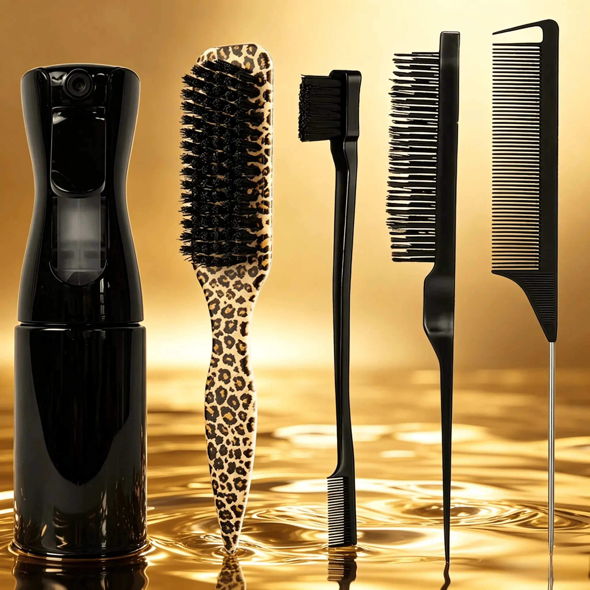 5pcs Hair Styling Accessories Set – Multi-Functional Detangling, Parting & Smoothing Kit with Heatless Styling Tools, Precision Sectioning & Edge Styling Tools for Everyday Hair Care, Suitable for Women, Girls, Barbers & Salon Use, Brush, Detangler