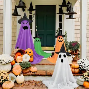 Halloween Ghost String Lights with Remote Control, Decorative Props, Outdoor Indoor Party Decorations, Porch Yard Garden Lawn Halloween Lights