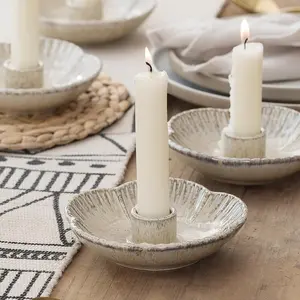 Ceramic Candlestick Holder Candle Holder for Taper Candles Incense Santo Palo Halloween Christmas Wedding Parties Dining Room Home Decoration Display - Camel