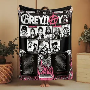Hip Hop Tour 2026 Blanket, Underground Rap Music Throw, Vintage Concert Inspired Blanket, Cozy Fleece Fan Gift, Streetwear Aesthetic