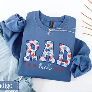 RAD Tech July 4th Sweatshirt • Radiology Tech Tee • Xray Tech Patriotic Stamp Sweater • Radiology Department Gifts • CT MRI Tech Pullover