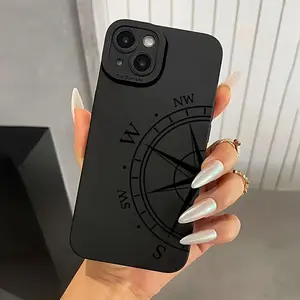 Phone case: Angel Eyes Soft Phone Case with Black Compass Pattern UV Printing Matte Phone Cover 360 Degree Full Protection for iPhone 11 12 13 14 15 16 Pro Max for Smartphone