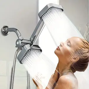High-Pressure Handheld Rain Shower Set, Long Hose with Three-Way Valve, Durable Abs Material, Wall-Mounted Design, Square Style
