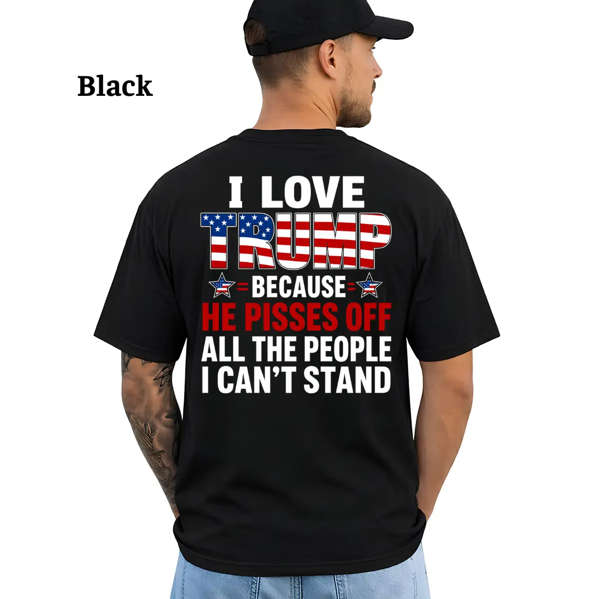 Funny Trump Supporter Graphic T-Shirt, I Love Trump Political Humor Tee, Conservative Patriotic Shirt, Republican Gift for Men, MAGA Fans and Patriots
