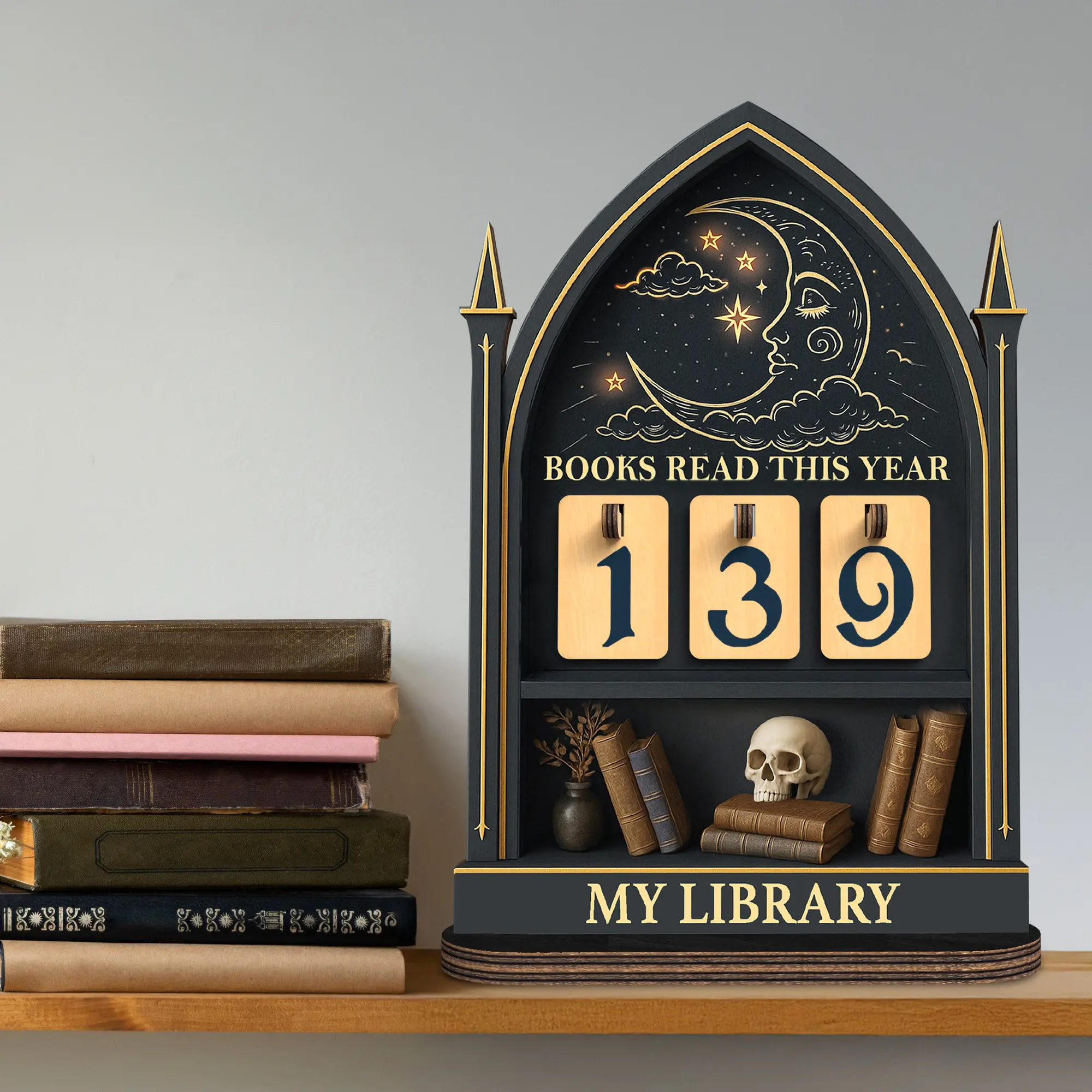 Book Counter – For the Books You Treasure, Back-To-School Book Reading Count Display, Literary Accessories, Library Classroom Functional Decor, Reading Challenge Gift, Gift for Book Lover