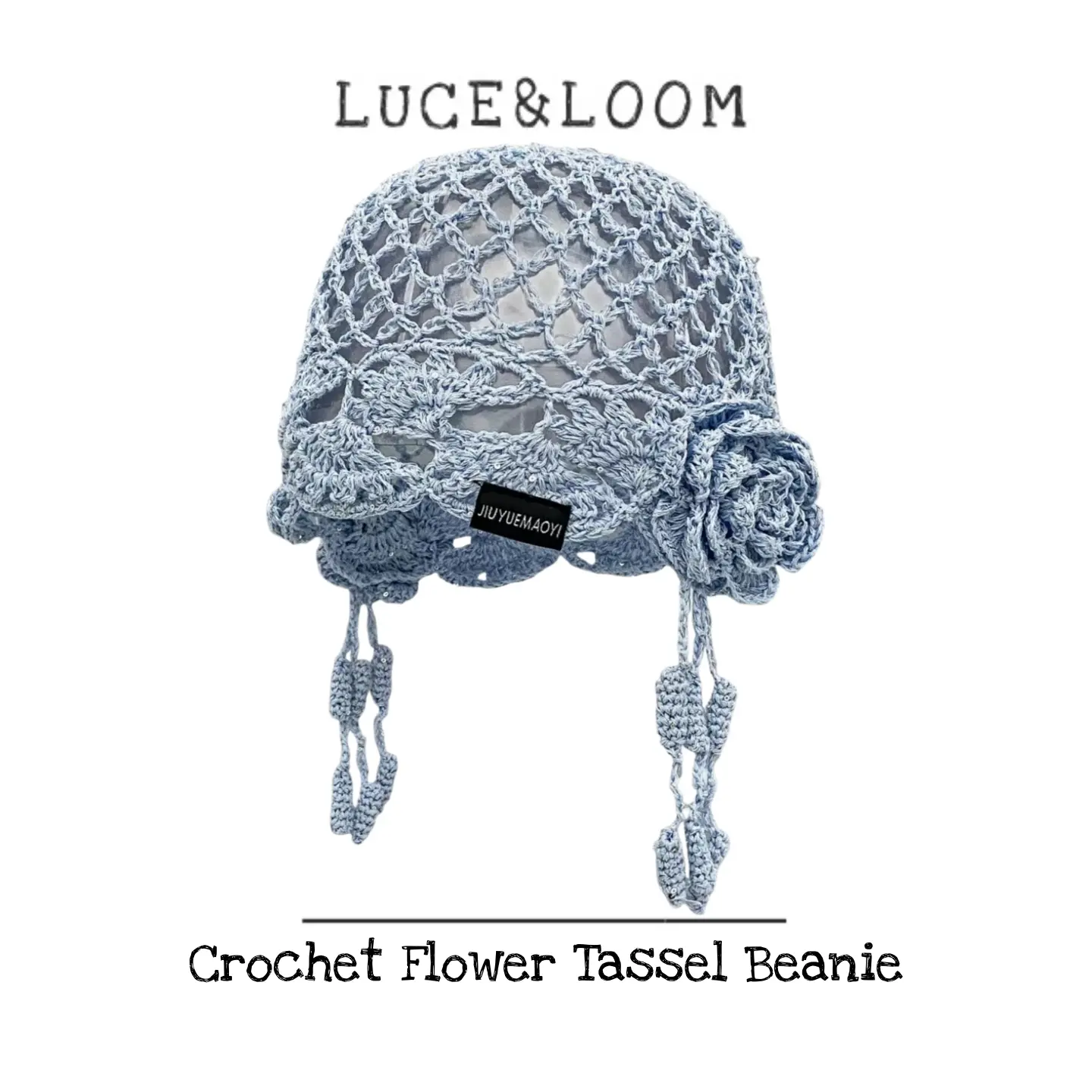 Boho Crochet Hat for Women, Handmade Soft Knit with Delicate Hollow Lace Flowers and Tassels, Summer Beach Accessory, High Quality Hat, Casual, Soft Crochet Knit, Birthday, Handmade Lace Craft, Beachy Lace Look