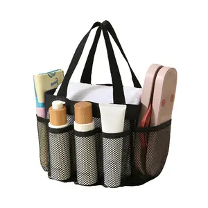 ‌Extra Large Mesh Shower Caddy Organizer - 8-Pocket Waterproof Portable Hanging Toiletry Bag for College Dorm, Travel, Beach, Swimming & Gym - Heavy Duty Bathroom Storage for Shampoo, Soap, Cosmetics & Essentials
