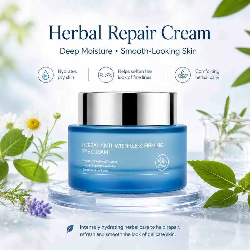 Herbal Anti-Wrinkle Firming Face Cream - 50ml Moisturizing Skincare Lotion for All Skin Types, Deep Repair, Hydration Locking, Nourishing, Smoothening