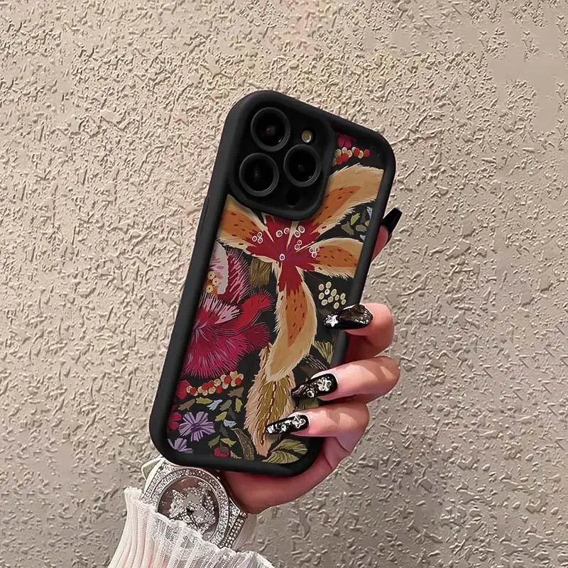 Floral Pattern Phone Case, Anti-drop Decorative Phone Protector Cover, Phone Accessories Compatible with iPhone 11 12 13 14 15 16 Pro Max, Protective