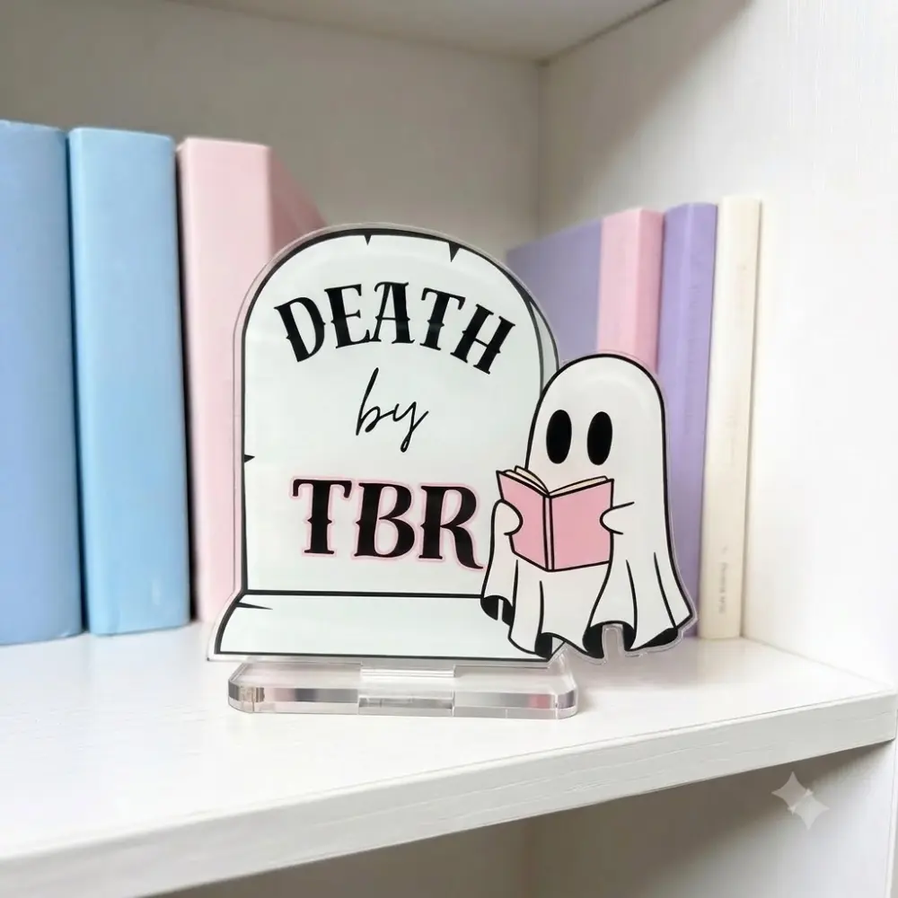 Death By TBR Ghost Book Shelf Buddy Standee | Book Lover Gift | Reading Decor | Bookish Accessories | Bookshelf Decor | Gifts For Readers