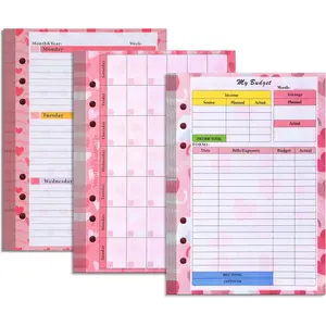 3 Pack A5 Planner Refill 82 Sheet Colored Monthly Weekly Planner Refill Paper 6 Hole Budget Sheets Expense  Inserts for A5 Binder Cover Bill Saving Organizer,