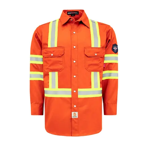 7.5 oz Hi Vis Reflective FR Shirts with Pearl Snap/Type O CLASS