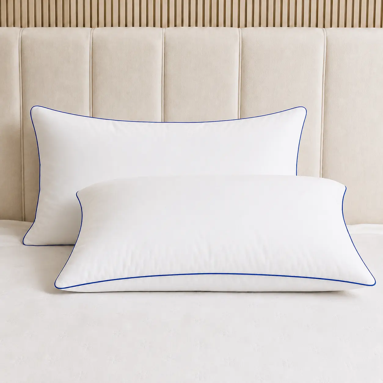 Hotel Pillows for Sleeping, Soft Fluffy Bed Pillows with Supportive Neck Comfort, Premium Polyester Fiber Filling for Side, Back & Stomach Sleepers, Bedroom & Guest Room