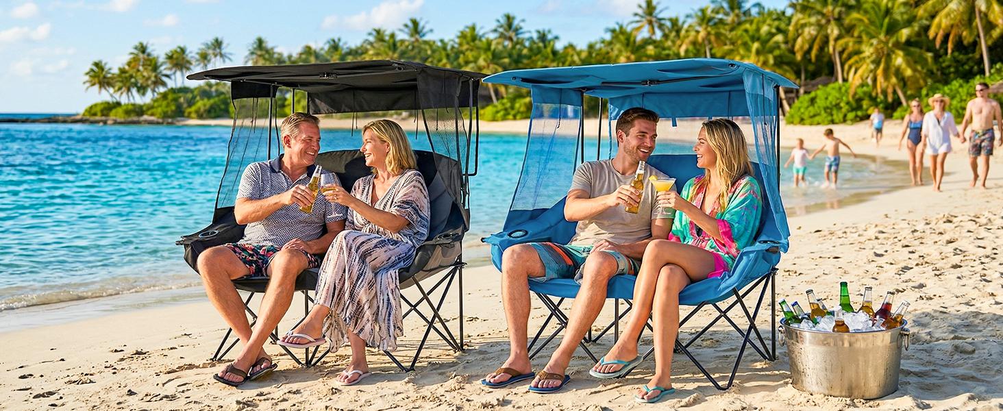 MOPHOTO XXL Double Camping Chair with Shade Canopy, Fully Padded Folding Camping Loveseat , Oversized Camping Bench Lawn Chairs Patio Lounge Chairs for Adults MOPHOTO XXL Double Camping Chair with Shade Canopy, Fully Padded Folding Camping Loveseat , Oversized Camping Bench Lawn Chairs Patio Lounge Chairs for Adults