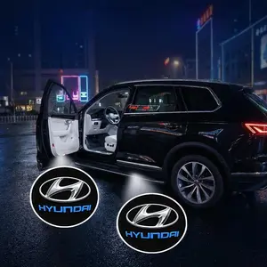 2/4pcs Hyundai Car Door Projection Lights, Laser Lights, New Welcome Lights, Modification Decoration Floor Lamp, Car Decorative Light (batteries Not Included)
