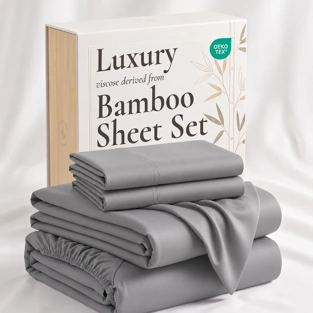 Jollyvogue Extra Deep Pocket Bamboo Sheets - 6 Pcs Breathable & Cooling for Hot Sleepers , Hotel Luxury Fitted Soft Wrinkle-Deep Pockets - Unmatched Comfort & Softness Sleep - Perfect Fit For All Beds Set - GREAT GIFTS