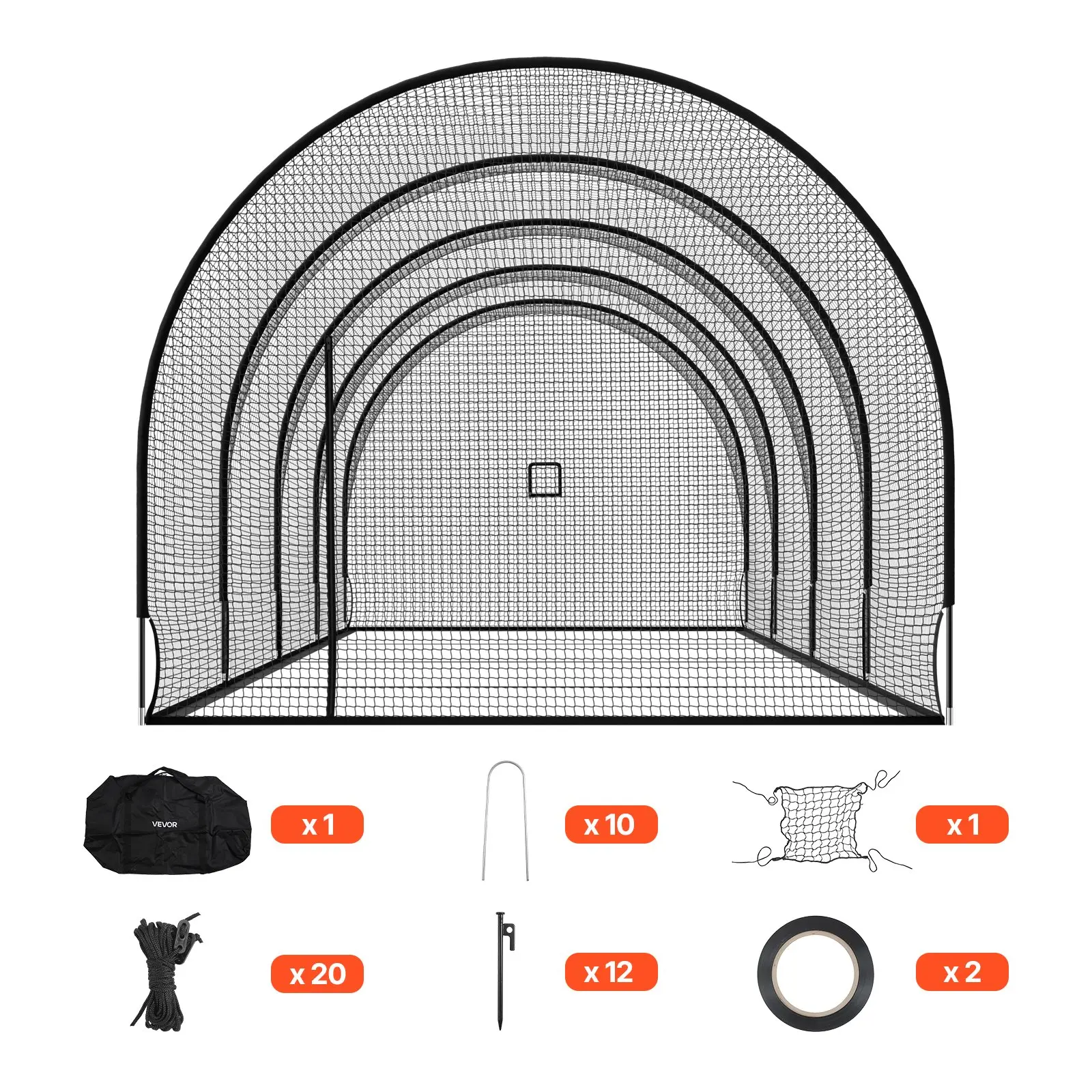 【DealsForYouDays】VEVOR Baseball Batting Cage, 40.0 x 12.1 x 10.0 FT Freestanding Portable Batting Cage, Hitting Cages with 4-Ply Knotless Polyester & Pitching Machine Opening, Battings Cages Netting for Indoor Outdoor Training Equipment