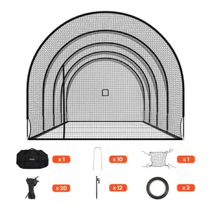 VEVOR Baseball Batting Cage, 40.0 x 12.1 x 10.0 FT Freestanding Portable Batting Cage, Hitting Cages with 4-Ply Knotless Polyester & Pitching Machine Opening, Battings Cages Netting for Indoor Outdoor Training Equipment