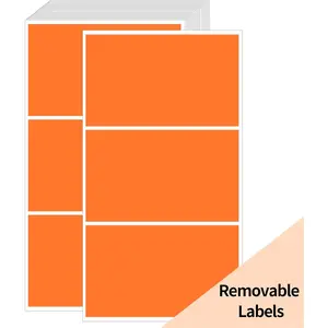 Removable Colored Labels Stickers, 3X5 Inch Removable Large Label Stickers for Moving Boxes and Storage Bins- -  Resistant (Orange)