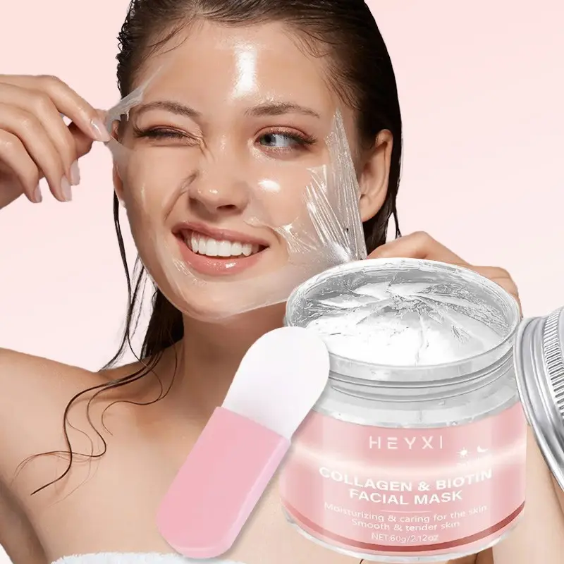 Collagen and Biotin Exfoliating Brightening Peel-Off Mask, Deep Hydrating Smooth Gel Mask, Firming Facial Care for Men and Women
